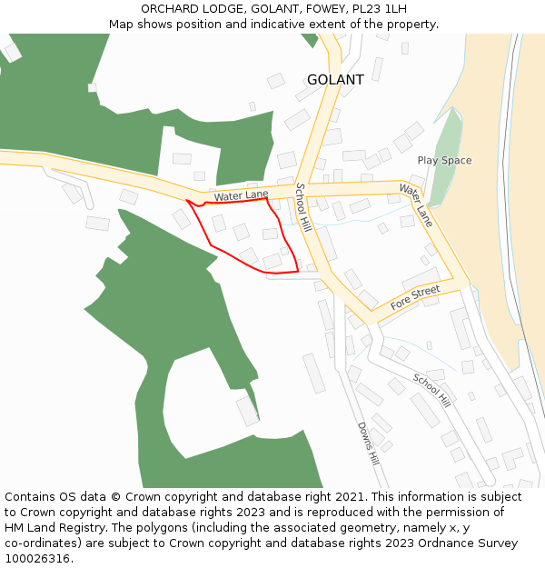 ORCHARD LODGE, GOLANT, FOWEY, PL23 1LH: Location map and indicative extent of plot