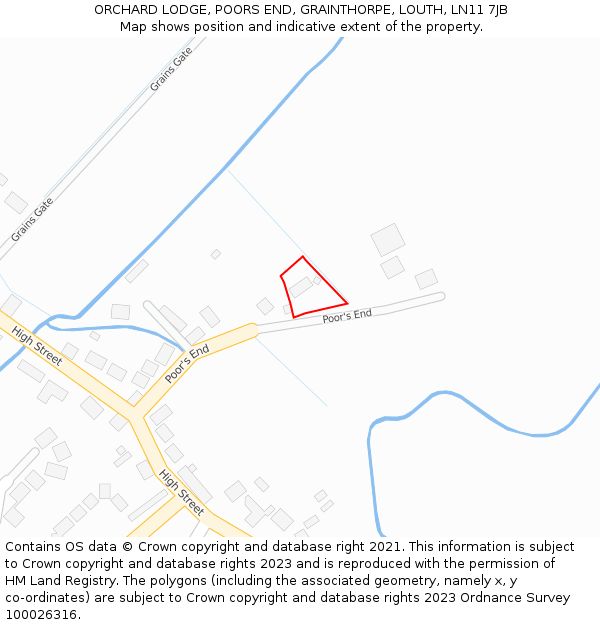 ORCHARD LODGE, POORS END, GRAINTHORPE, LOUTH, LN11 7JB: Location map and indicative extent of plot