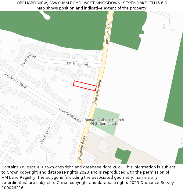 ORCHARD VIEW, FAWKHAM ROAD, WEST KINGSDOWN, SEVENOAKS, TN15 6JS: Location map and indicative extent of plot