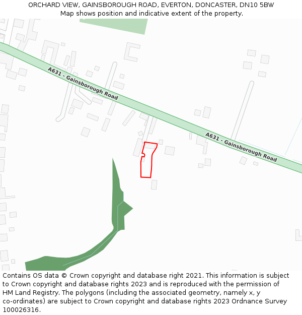 ORCHARD VIEW, GAINSBOROUGH ROAD, EVERTON, DONCASTER, DN10 5BW: Location map and indicative extent of plot