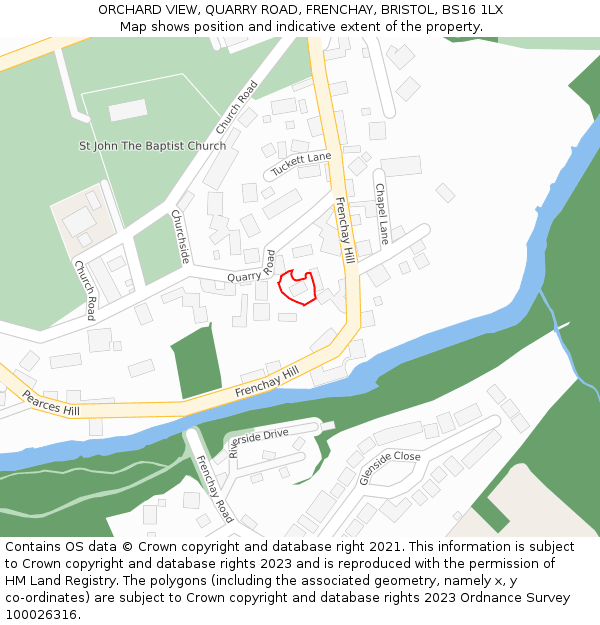 ORCHARD VIEW, QUARRY ROAD, FRENCHAY, BRISTOL, BS16 1LX: Location map and indicative extent of plot