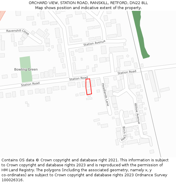 ORCHARD VIEW, STATION ROAD, RANSKILL, RETFORD, DN22 8LL: Location map and indicative extent of plot