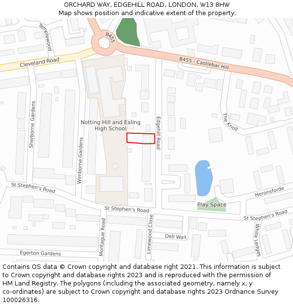 ORCHARD WAY, EDGEHILL ROAD, LONDON, W13 8HW: Location map and indicative extent of plot