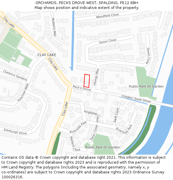 ORCHARDS, PECKS DROVE WEST, SPALDING, PE12 6BH: Location map and indicative extent of plot