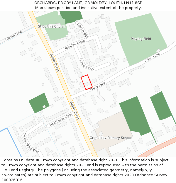 ORCHARDS, PRIORY LANE, GRIMOLDBY, LOUTH, LN11 8SP: Location map and indicative extent of plot