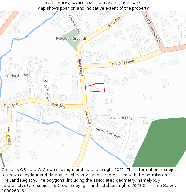 ORCHARDS, SAND ROAD, WEDMORE, BS28 4BY: Location map and indicative extent of plot