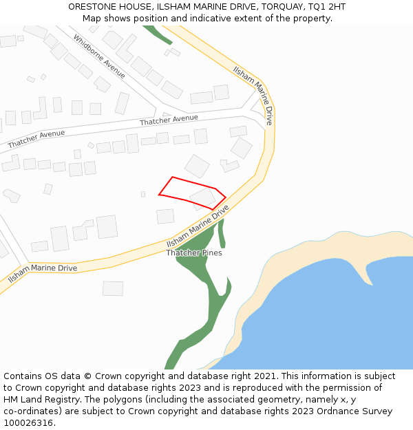 ORESTONE HOUSE, ILSHAM MARINE DRIVE, TORQUAY, TQ1 2HT: Location map and indicative extent of plot