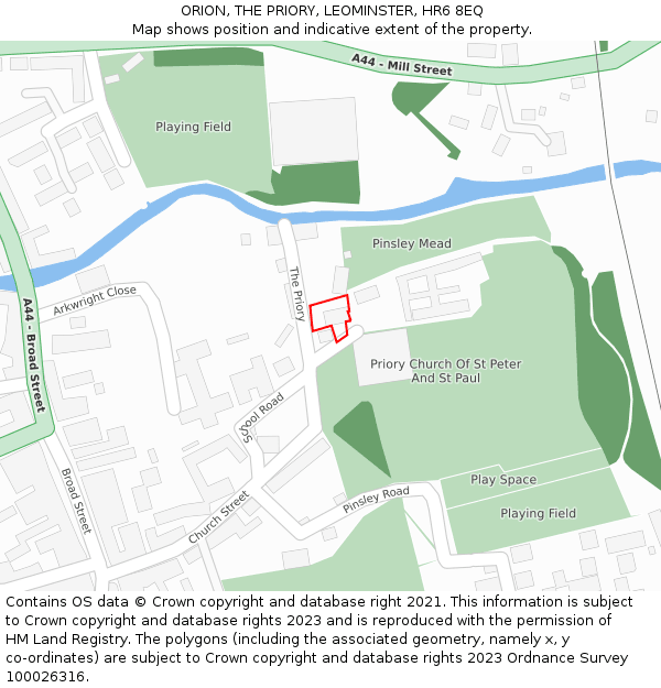 ORION, THE PRIORY, LEOMINSTER, HR6 8EQ: Location map and indicative extent of plot