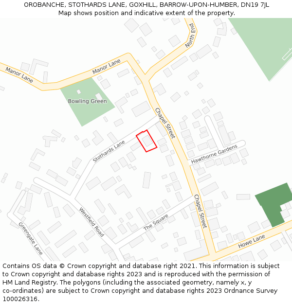 OROBANCHE, STOTHARDS LANE, GOXHILL, BARROW-UPON-HUMBER, DN19 7JL: Location map and indicative extent of plot