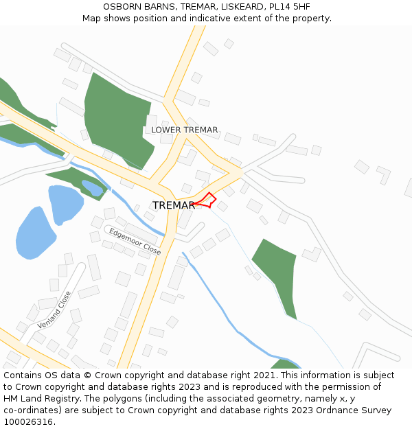 OSBORN BARNS, TREMAR, LISKEARD, PL14 5HF: Location map and indicative extent of plot