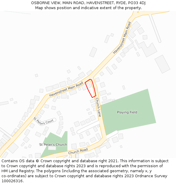 OSBORNE VIEW, MAIN ROAD, HAVENSTREET, RYDE, PO33 4DJ: Location map and indicative extent of plot