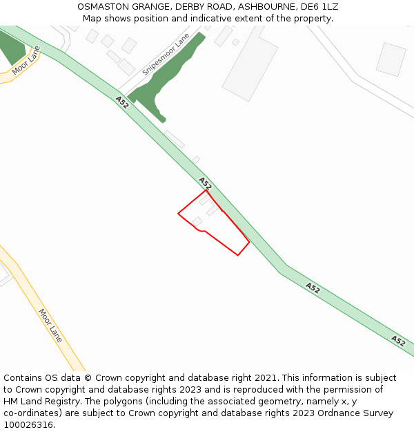OSMASTON GRANGE, DERBY ROAD, ASHBOURNE, DE6 1LZ: Location map and indicative extent of plot
