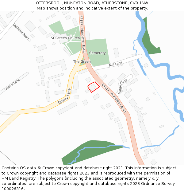 OTTERSPOOL, NUNEATON ROAD, ATHERSTONE, CV9 1NW: Location map and indicative extent of plot