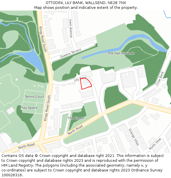 OTTODINI, LILY BANK, WALLSEND, NE28 7NX: Location map and indicative extent of plot