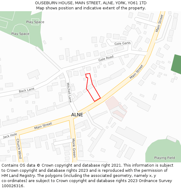 OUSEBURN HOUSE, MAIN STREET, ALNE, YORK, YO61 1TD: Location map and indicative extent of plot