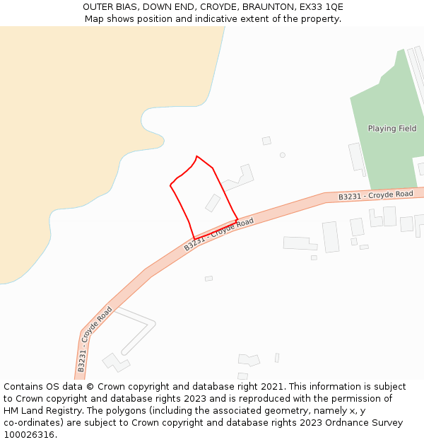 OUTER BIAS, DOWN END, CROYDE, BRAUNTON, EX33 1QE: Location map and indicative extent of plot