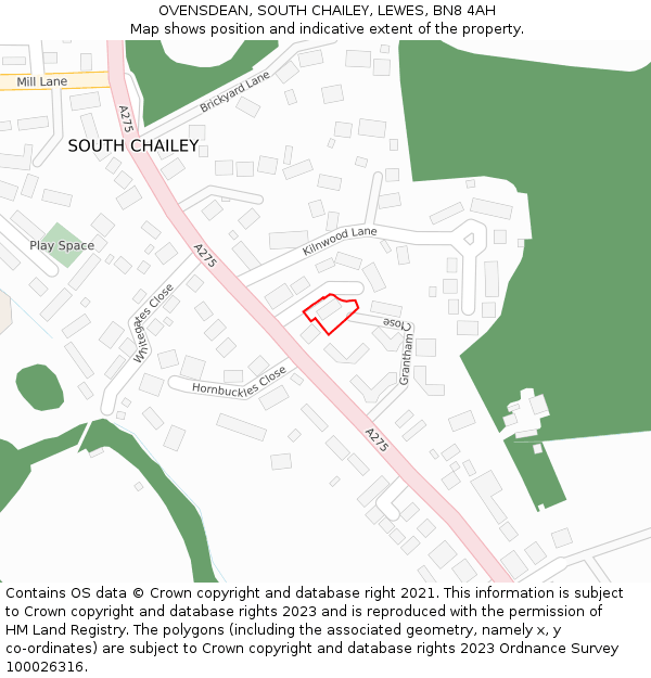 OVENSDEAN, SOUTH CHAILEY, LEWES, BN8 4AH: Location map and indicative extent of plot