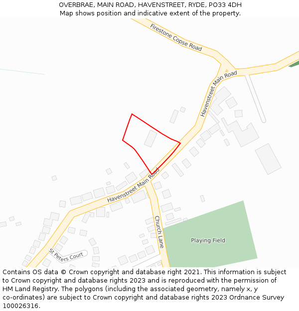 OVERBRAE, MAIN ROAD, HAVENSTREET, RYDE, PO33 4DH: Location map and indicative extent of plot