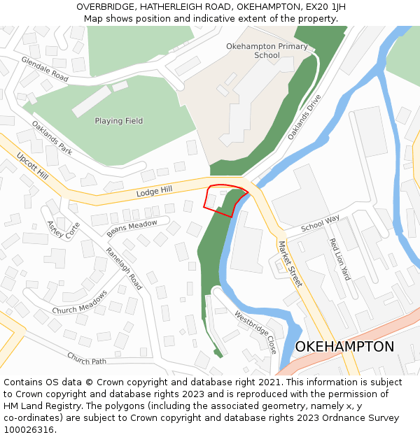 OVERBRIDGE, HATHERLEIGH ROAD, OKEHAMPTON, EX20 1JH: Location map and indicative extent of plot