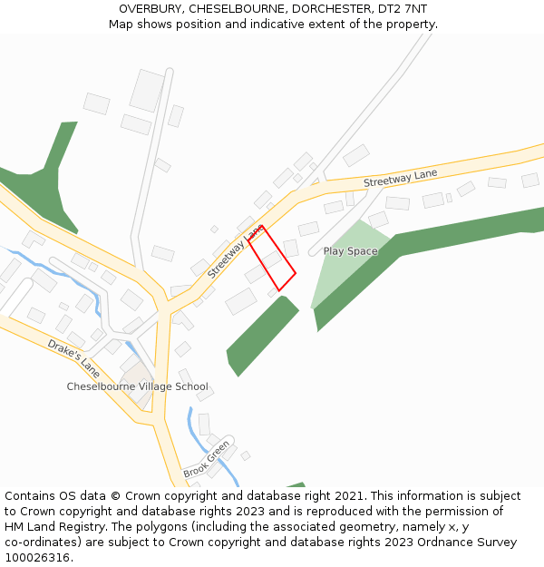 OVERBURY, CHESELBOURNE, DORCHESTER, DT2 7NT: Location map and indicative extent of plot