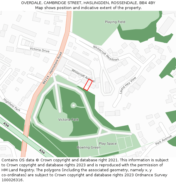 OVERDALE, CAMBRIDGE STREET, HASLINGDEN, ROSSENDALE, BB4 4BY: Location map and indicative extent of plot