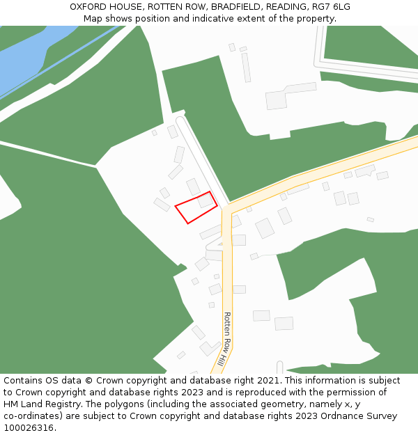 OXFORD HOUSE, ROTTEN ROW, BRADFIELD, READING, RG7 6LG: Location map and indicative extent of plot