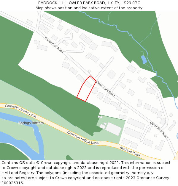 PADDOCK HILL, OWLER PARK ROAD, ILKLEY, LS29 0BG: Location map and indicative extent of plot