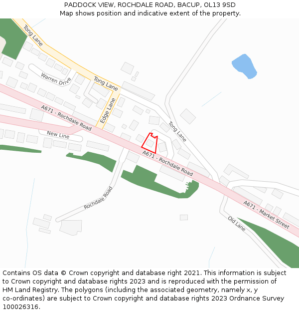 PADDOCK VIEW, ROCHDALE ROAD, BACUP, OL13 9SD: Location map and indicative extent of plot