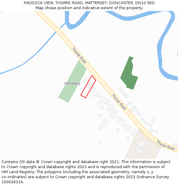 PADDOCK VIEW, THORPE ROAD, MATTERSEY, DONCASTER, DN10 5ED: Location map and indicative extent of plot