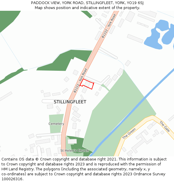 PADDOCK VIEW, YORK ROAD, STILLINGFLEET, YORK, YO19 6SJ: Location map and indicative extent of plot