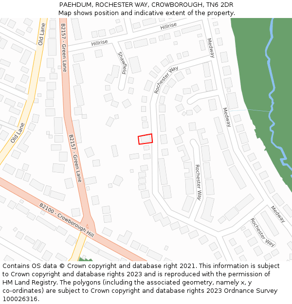 PAEHDUM, ROCHESTER WAY, CROWBOROUGH, TN6 2DR: Location map and indicative extent of plot