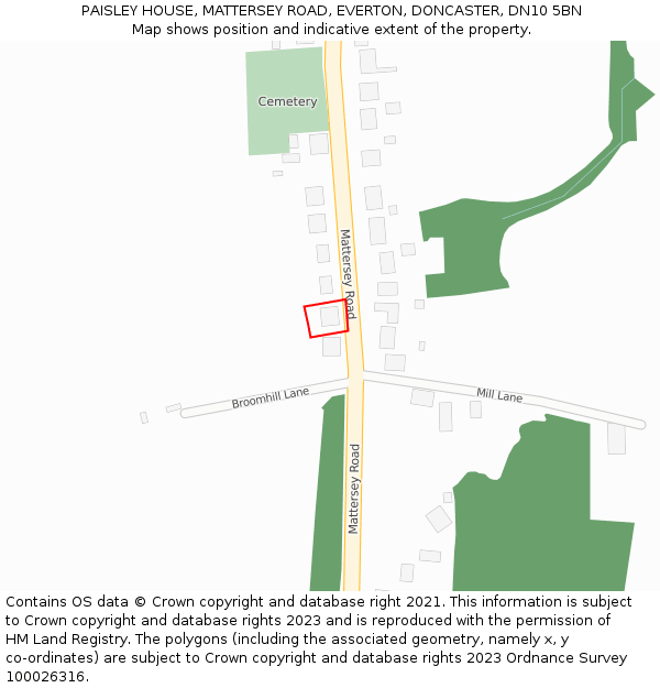 PAISLEY HOUSE, MATTERSEY ROAD, EVERTON, DONCASTER, DN10 5BN: Location map and indicative extent of plot