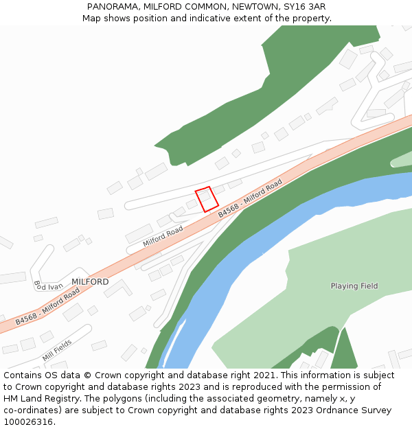 PANORAMA, MILFORD COMMON, NEWTOWN, SY16 3AR: Location map and indicative extent of plot