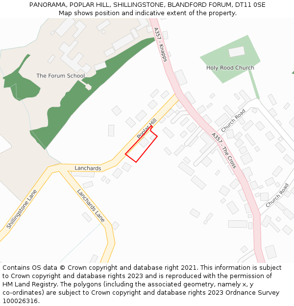 PANORAMA, POPLAR HILL, SHILLINGSTONE, BLANDFORD FORUM, DT11 0SE: Location map and indicative extent of plot