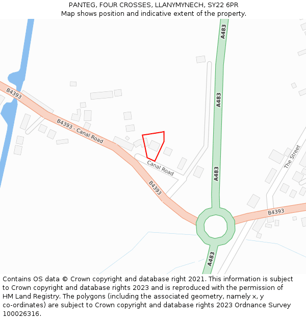 PANTEG, FOUR CROSSES, LLANYMYNECH, SY22 6PR: Location map and indicative extent of plot