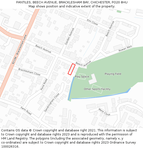 PANTILES, BEECH AVENUE, BRACKLESHAM BAY, CHICHESTER, PO20 8HU: Location map and indicative extent of plot