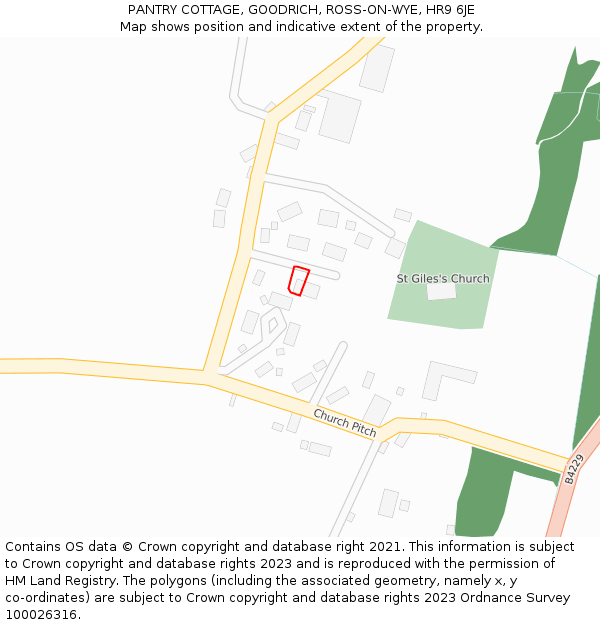 PANTRY COTTAGE, GOODRICH, ROSS-ON-WYE, HR9 6JE: Location map and indicative extent of plot