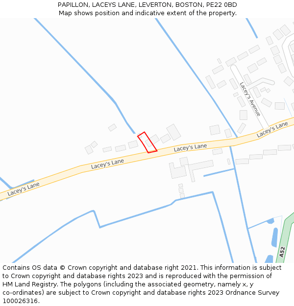 PAPILLON, LACEYS LANE, LEVERTON, BOSTON, PE22 0BD: Location map and indicative extent of plot