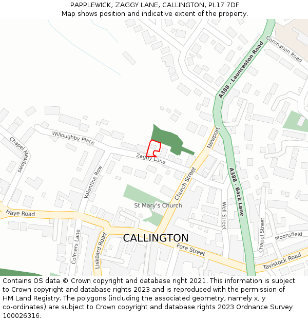 PAPPLEWICK, ZAGGY LANE, CALLINGTON, PL17 7DF: Location map and indicative extent of plot