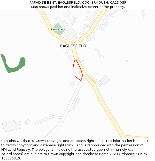 PARADISE BENT, EAGLESFIELD, COCKERMOUTH, CA13 0SF: Location map and indicative extent of plot