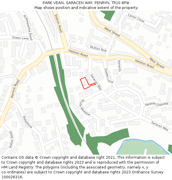 PARK VEAN, SARACEN WAY, PENRYN, TR10 8PW: Location map and indicative extent of plot