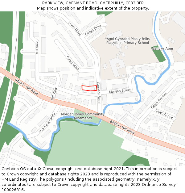 PARK VIEW, CAENANT ROAD, CAERPHILLY, CF83 3FP: Location map and indicative extent of plot