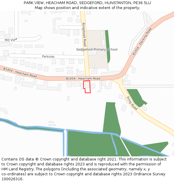 PARK VIEW, HEACHAM ROAD, SEDGEFORD, HUNSTANTON, PE36 5LU: Location map and indicative extent of plot