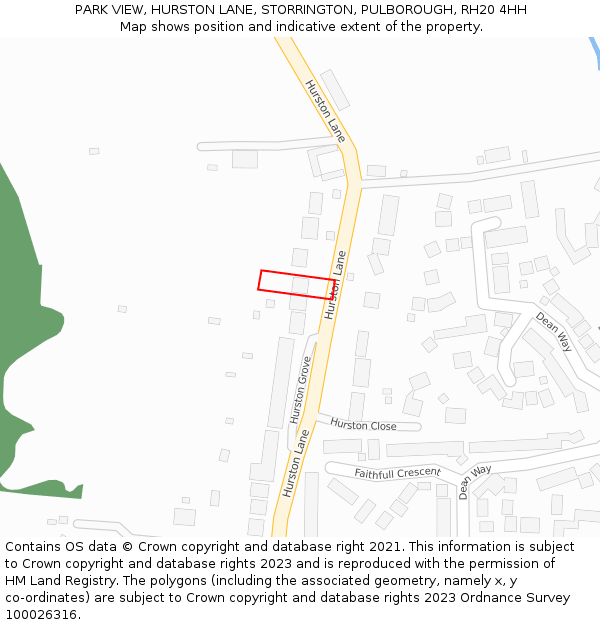 PARK VIEW, HURSTON LANE, STORRINGTON, PULBOROUGH, RH20 4HH: Location map and indicative extent of plot