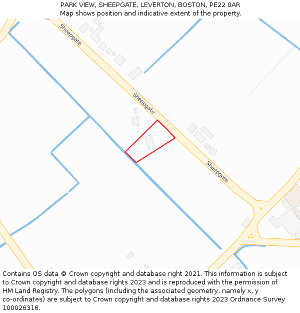 PARK VIEW, SHEEPGATE, LEVERTON, BOSTON, PE22 0AR: Location map and indicative extent of plot