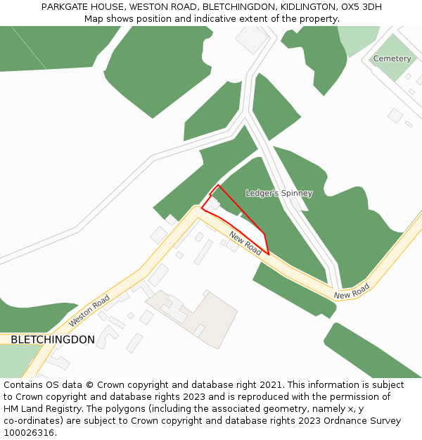 PARKGATE HOUSE, WESTON ROAD, BLETCHINGDON, KIDLINGTON, OX5 3DH: Location map and indicative extent of plot