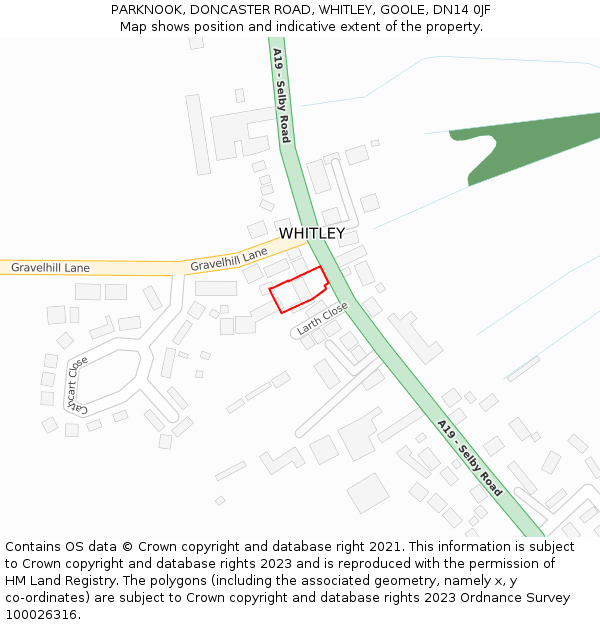 PARKNOOK, DONCASTER ROAD, WHITLEY, GOOLE, DN14 0JF: Location map and indicative extent of plot