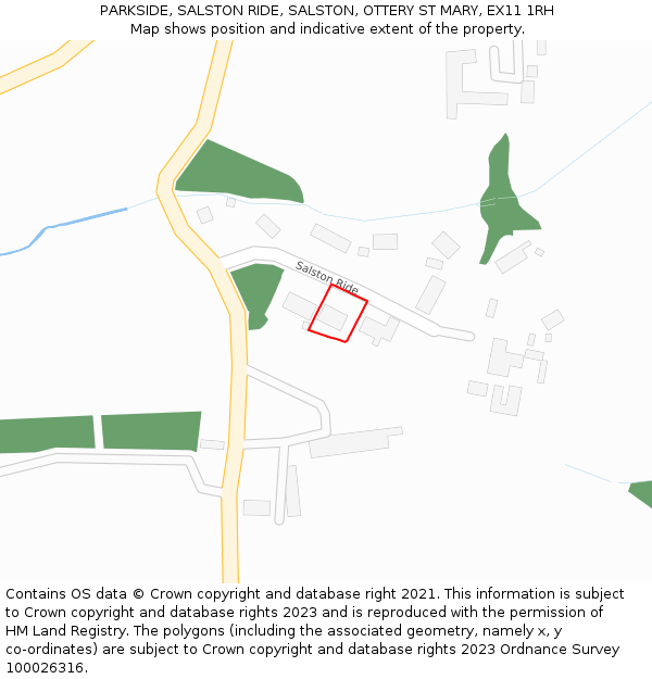 PARKSIDE, SALSTON RIDE, SALSTON, OTTERY ST MARY, EX11 1RH: Location map and indicative extent of plot