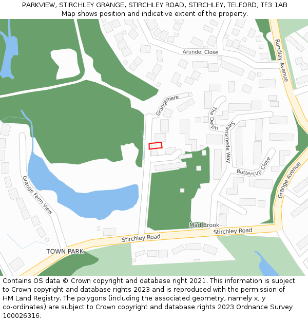 PARKVIEW, STIRCHLEY GRANGE, STIRCHLEY ROAD, STIRCHLEY, TELFORD, TF3 1AB: Location map and indicative extent of plot