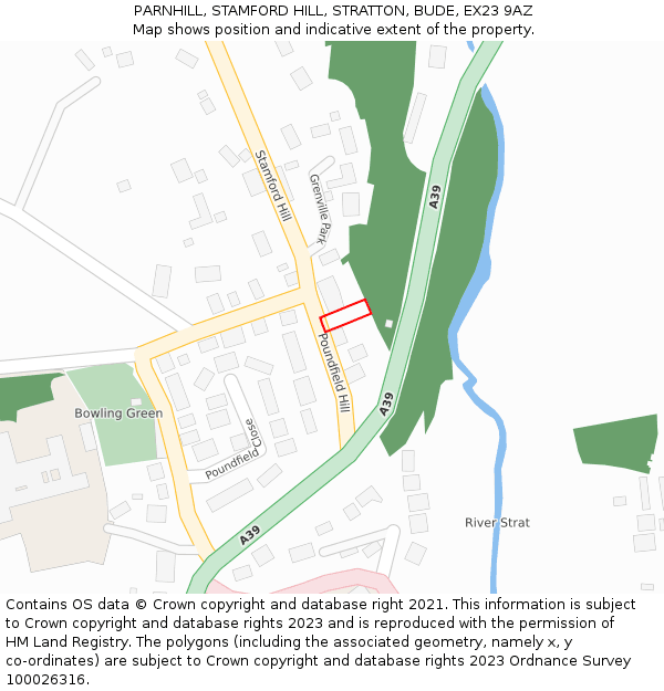 PARNHILL, STAMFORD HILL, STRATTON, BUDE, EX23 9AZ: Location map and indicative extent of plot